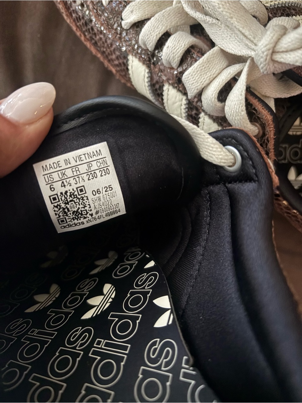 Adidas Japan Shoes Brown Snakeskin Sneakers with White Stripes. Womens 6 - Picture 5 of 5
